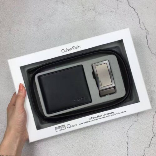 طقم مكون من حزام ومحفظة من كالفن كلاين للرجال